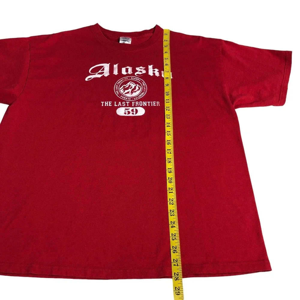 Vintage Y2K Alaska Shirt Mens XL Red The Last Frontier Graphic Cotton Outdoor
